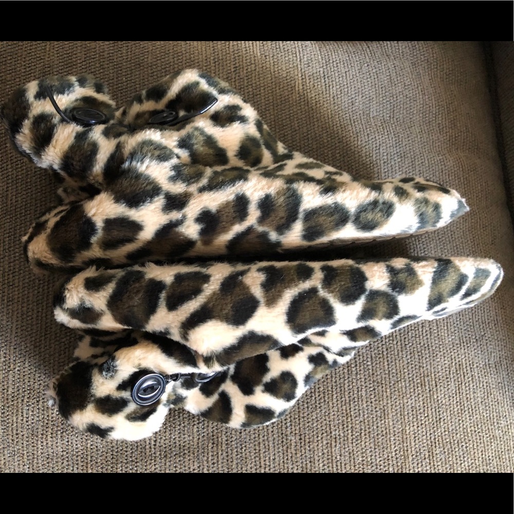 🔴Fluffy Warm Leopard Slipper Slip On Shoes US 8-9 - Picture 5 of 10